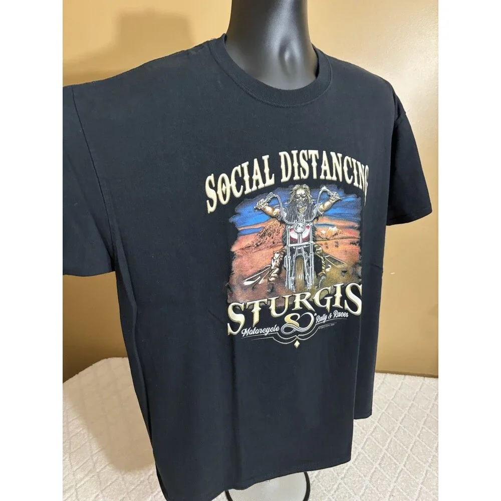 Sturgis Motorcycle Bike Rally Races 2020 COVID Social Distancing 2 Sided Tee XL - Picture 3 of 13